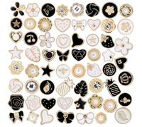 62 Pack Pearl Flower Bee Shirt Brooch Buttons Set Cute Heart Star Bowknot Lapel Pins Brooches Badges Funny Pins for Backpacks Badges Jackets Hats Accessories for Women Girls