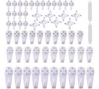 62 Pack Picture Hooks for Hard Wall, Non-Trace Picture Hanging Kit for Picture Photo Frame Hanging, Hardwall Hanger Hook White Picture Hanger Set