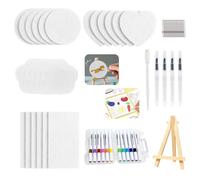 62 Pcs Magic Puffy Paint 3D Foam Texture Painting Kit, DIY Art Supplies with 24 Magic Texture Papers, 12 Colour Markers, 4 Water Pens, Dropper, Bead Chains & Easel for Kids Crafts