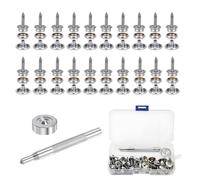 62 PCS Press Stud Kit Press Studs Snap Fasteners Stainless Steel 15mm Marine Grade Canvas Snap Buttons for Boat Canopy, Leather, Durable and Rust-Resistant for Outdoor Use