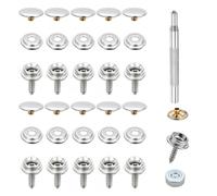 62 Piece Stainless Steel Press Stud Snap Fasteners Kit,press studs snap fasteners, 15mm Marine Grade Canvas Snap Buttons for Boat Canopy, Leather, and Wood Crafts, Durable and Rust-Resistant for Outdo