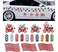62 Pieces Christmas Car Refrigerator Decorations Cruise Door Xmas Ball Funny Santa Train Reflective Magnets Decor for Fridge Refrigerator Home School Ornament