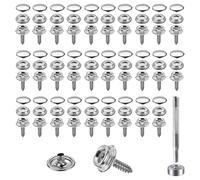 62 Pieces Press Studs Snap Fasteners, 15mm Heavy Duty Canvas Press Stud Kit, Stainless Steel Snap Button Fastener with 2 Setting Tools for Jeans Leather DIY Craft