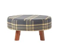 (62 x 62 x 30 cm) Grey and Yellow Tall Tartan Fabric Stool with Legs