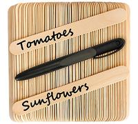 62 x Long Wooden Seed Plant Marker Labels Tags - Environmentally Friendly, Plus Black Garden Pen with Waterproof Ink, Grow Your own, Gardening Equipment, Veg Growing Equipment, Plant Tags