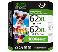 62 XL 62XL Ink Cartridges Black and Colour Multipack Replacement for HP 62 Ink Cartridges Twin Pack for HP Envy 5540 5541 5544 5546 5644 5541 5640 5646 5542 OfficeJet 200 250 5740 5742 (2-Pack)