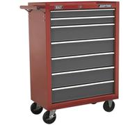 620 x 330 x 885mm 7 Drawer RED Portable Tool Chest Locking Mobile Storage Box