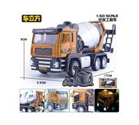 (6201A Mixer Truck) Big gift box car cube alloy engineering car fire truck model sound and light can open the door children's toy car