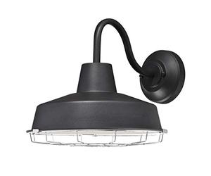 62047 Academy One-Light Dimmable LED Outdoor Wall Fixture, Textured Black Finish with Chrome Cage