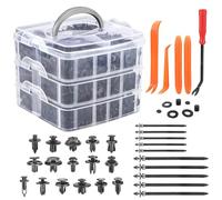 620Pcs Car Retainer Clips & Fasteners Kit - 16 Universal Sizes Nylon Bumper, Fender Rivets, Door Panel Clips, and Plastic Rivets with 10 Cable Ties and Removal Tool for Toyota, Ford, Honda, Chevy