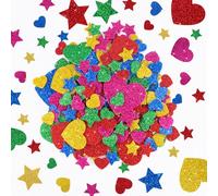 625PCS Foam Stickers for Children, Self Adhesive Colourful Glitter Heart Star Stickers for Scrapbooking Card Making Supplies Kids Craft DIY Collage