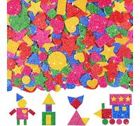 625Pcs Foam Stickers Glitter Foam Heart Star Circles Shape Sticker,Bright