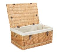 62cm Rope Handled Picnic Basket with White Lining Red Hamper White One Size
