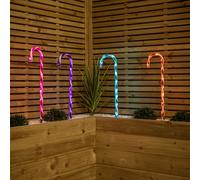62cm Set of 4 Light up Christmas Candy Cane Garden Path Lights with 40 Rainbow LEDs Samuel Alexander Multi One Size