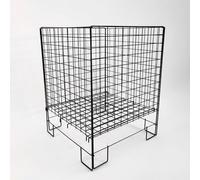 62cm Square Dump Bin Basket Collapsible Plastic Display Storage Bin for Retail Black Polycoated Mesh 78cm High Adjustable Bottom Flat Pack Assembly