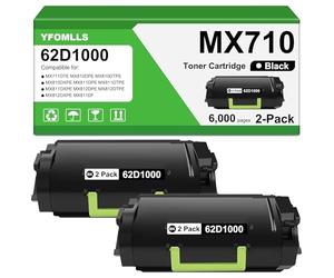 62D1000 Toner Compatible for Lexmark 62D1H00 621H 62D1000 621 Toner | for MX711DE MX710 MX710DE MX710DHE MX810 MX810DE MX811 MX811DE MX812 MX812DE Laser Printers, 2 Pack