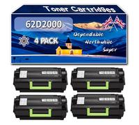 62D2000 Toner Cartridges Compatible for Lexmark MX812DFE MX812DME MX812DXFE MX812DXME MX711DE MX711DHE Printers, High-Definition Printing Effect with Chip, 11000 Pages (4 Pack Black)