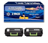 62D2H00 Toner Cartridges Compatible for Lexmark MX710DE MX710DHE MX810DFE MX810DME MX810DXFE MX810DXME Printers, High-Definition Printing Effect with Chip, 30000 Pages (2-Pack Black)
