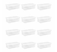 62L Litre Wham Crystal Clear Underbed Plastic Storage Container With Lid Transparent Storage Box For Shoes Toys Garage Office Home & Kitchen Made in UK (62 Litre, Crystal Clear) (Pack of 12)