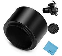 62mm Tele Metal Screw-in Lens Hood Sunshade with Centre Pinch Lens Cap for Canon Nikon Sony Pentax Olympus Fuji Sumsung Leica Camera + Cleaning Cloth