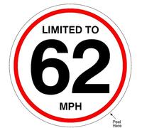 62mph Van Speed Limit Sticker 120MM X 120MM Courier Van Minibus Know Your Speed