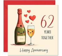 62nd Anniversary Card for Women & Men - Happy 62 Year Anniversary Card for Girlfriend Boyfriend Partner Anniversaries Greeting Cards for Him Her