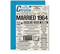61st Anniversary Cards for Men Women - Married 1964 Newspaper - Happy 61 Wedding Anniversary Card for Husband Wife Grandma Grandad Nan Vintage Retro 1964, 5x7 Inch Greeting Cards