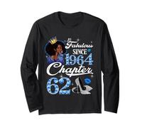62nd Birthday Black Queen Chapter 62 Fabulous Since 1964 Long Sleeve T-Shirt