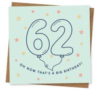 62nd Birthday Card for Her, Funny Balloon Design