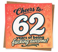 62nd Birthday Card for Her, Funny Confetti Design