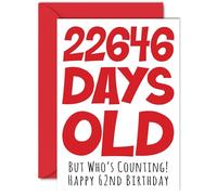 62nd Birthday Card for Men Women Him Her - 22646 Days Old - Funny Adult Happy Birthday Card for Brother Sister Nan Grandad Mum Dad, A5 Humour Joke Greeting Cards