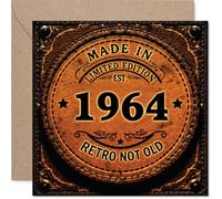 62nd Birthday Card for Women Men - Retro Not Old - Happy 62 Birthday Cards for Neighbour Auntie Friend Uncle Grandma Cousin, 145mm Bday Greeting Cards