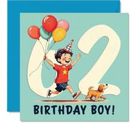 62nd Birthday Cards for Men - Balloon Boy - Happy Birthday Card for 62 Year Old Man Dad Husband Friend Brother, 145mm Bday Greeting Cards