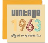 62nd Birthday Cards for Men Women - Vintage 1963 Aged To Perfection - 62 Birthday Card Funny for Her Him, 145mm Greeting Cards Mum Dad Grandad Grandpa Grandma Nanny