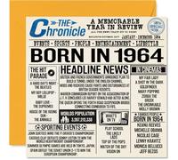 61st Birthday Cards for Men Women - Born In 1964 Newspaper - Happy 61 Birthday Card for Grandad Grandma Nan Vintage Retro Back In 1964, 145mm Bday Greeting Cards