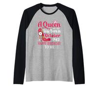 62nd Birthday High Heel A Queen was Born in October 1963 Raglan Baseball Tee