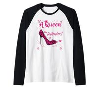 62nd Birthday High Heel A Queen Was Born In September 1963 Raglan Baseball Tee
