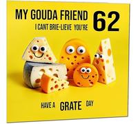 62nd Friend Birthday Card - Cheese Pun Funny Best Friend Birthday Card for 62 Year old Sixty Two, Sixty Second