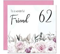 62nd Friend Birthday Card Floral Elegant Best Friend Birthday Card for 62 Year old Sixty Two, Sixty Second
