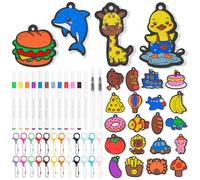 62Pcs 3D Foam Texture Painting Kit Magic Puffy Paint Kit Including 24 Foam Texture Paper 12 Color Acrylic Marker Pen 2 Water Brush 24 Lobster Chain DIY Painting Gifts for Children's Birthday Christmas