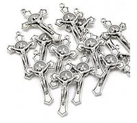62PCS Crucifix Pendants, St Benedict Cross Charms for Rosary Making