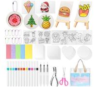 62PCS Magic Puffy Paint Kit, 3D Magic Foam Texture Painting Kit with 12 Colors Paint Pens, Water Pens and Chain, Drawing Set Arts & Crafts for Kids, Painting Gifts for Girls Boys Birthday Christmas