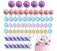 62PCS Purple Serie Birthday Cake Decorations Set, Personalised Cake Toppers