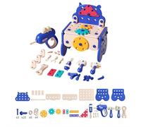 62Pcs/Set Hippo Repair Tool Set Toy with Drill, 3-in-1 DIY Tool Box Set for 3 4 5 Years Old Boy Girl, Toddler Tool Kits Inc Box, Learning Educational Construction Toy