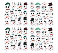 62pcs Snowman Face Stickers, Cute Cartoon Vinyl Christmas Ornaments Decals for DIY Crafts Xmas Ball Window Wall Glass Cups Fridge Party Decorations