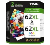 62XL Ink Cartridges Black and Colour Multipack Replacement for HP 62 Ink Cartridges Twin Pack High Yield for HP Envy 5540 5544 5640 5546 5644 5541 5640 5646 5542 OfficeJet 5740 200 250 (2-Pack)