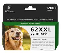 62XXL Ink Cartridges Black Compatible for HP 62 Black Ink Cartridge High Yield for HP Ink 62 XL for Envy 5540 5640 5660 7640 7643 7644 7645 OfficeJet 5740 5745 8040 (1 Black)