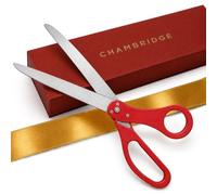 63,5CCM Grand Opening Ceremony Kit - 63,5CM Big Red Scissors with Golden Satin Ribbon for Ceremonies Business Events & Inaugurations