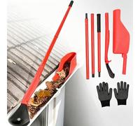 63.78 Inch Gutter Cleaning Kit, 3 Section Extension Pole Gutter Rake Scoop