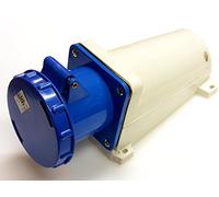 63 amp 3 pin Socket Wall/Surface Mount 220V - 250V IP67 2P+E Waterproof Blue Single Phase 63A